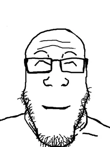 markiplier soyjak, neutralplier, ^ ^, 1soyjak, bald, cleavage, closed eyes, closed mouth, forehead lines, front view