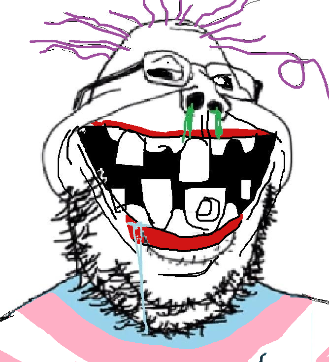 gapejak, retarded gapejak, crooked teeth, cross eyed, forehead lines, glasses, hair, lipstick, missing teeth, open mouth