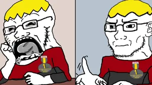 nate higgers, soyak, doctos, natejak, blonde hair, glasses, hair, soyjak, soyjak party, stubble