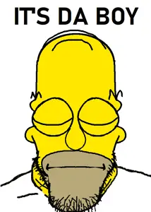 homer simpson, markiplier soyjak, its over, balding, beard, closed eyes, closed mouth, ear, its over (phrase), neutral