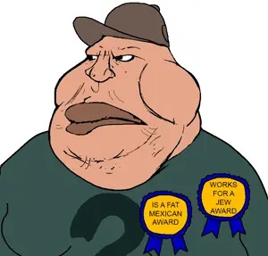 meximutt, angry, autism, award, clothes, fat, green shirt, hat, mexico, obese