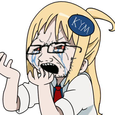 soyak, ahoge, anime, arm, blonde hair, bloodshot eyes, clothes, crying, distorted, ear
