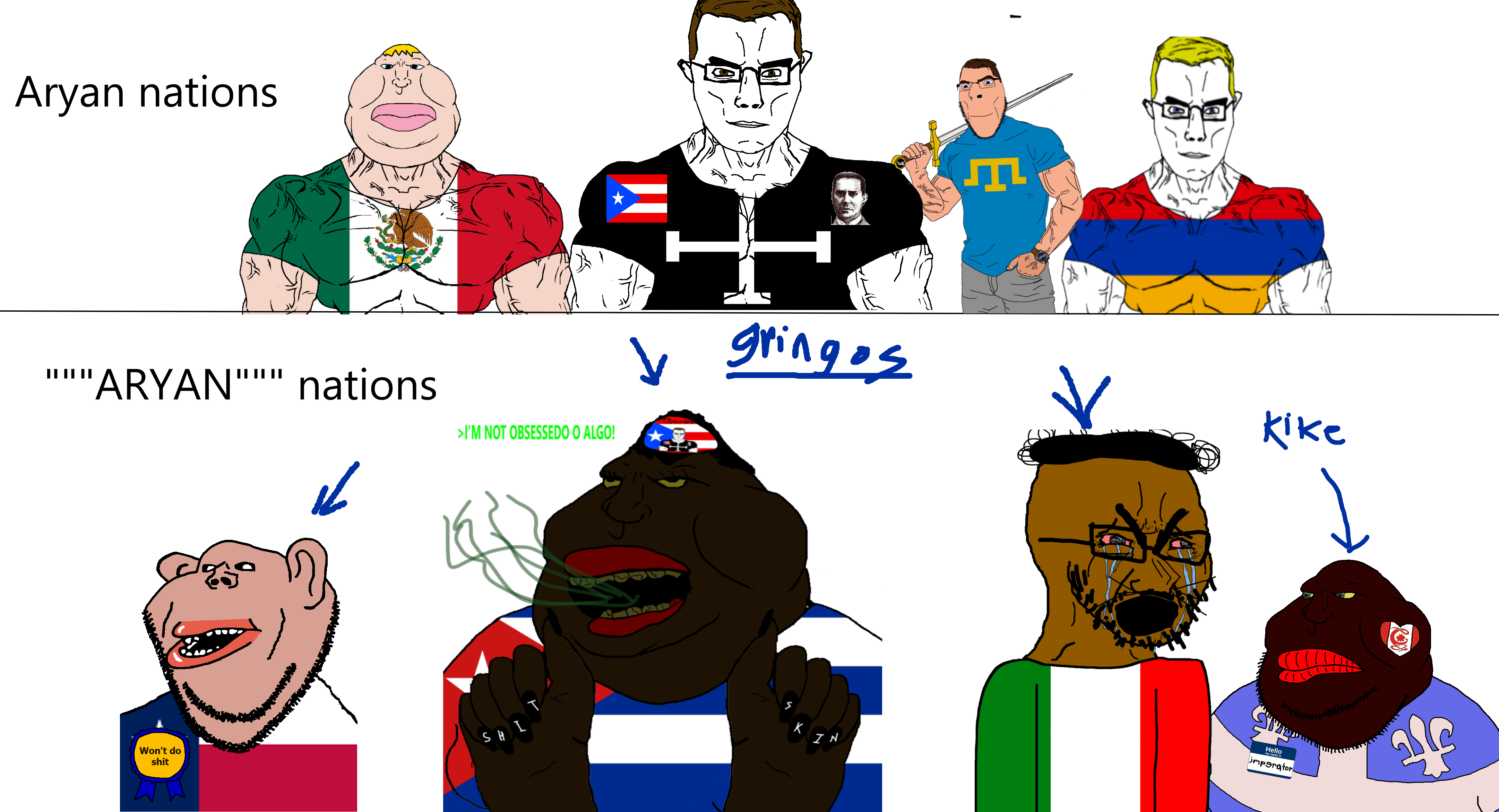 chudjak, meximutt, soyak, chudjak front, meximutt front4, mexislut, muscular chud, aryan, selfish little fuck, a10 eyes