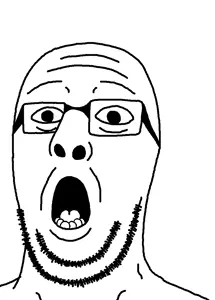 unknown, fallenchungus, glasses, open mouth, soyjak, stubble, teeth, tongue