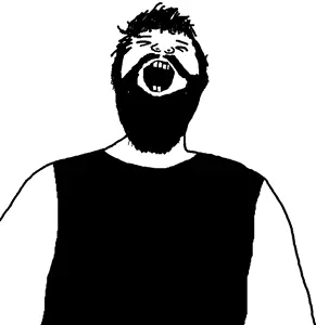 beard, laughing, nose, open mouth, teeth