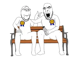 sisa9000, cobson, gapejak, wholesome soyjak, arm, award, bench, calm, drink, full body