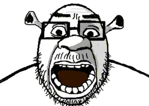 unknown, beard, glasses, oekaki, ogre, ogre earse, scared, shrek