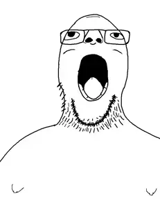 ooahjak, glasses, neckbeard, nipple, nose, open mouth, traced