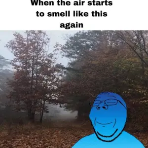 gapejak, wholesome soyjak, blue skin, calm, closed eyes, closed mouth, cloud, dithering, fog, glasses