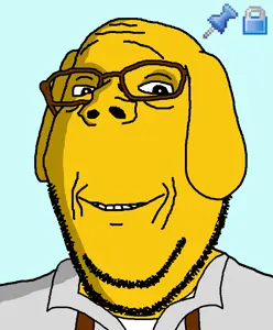 gapejak, wholesome soyjak, jannyjak, animal, blue background, clothes, dog, dog ear, ear, glasses