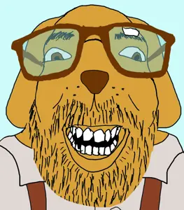 israeli soyjak, jannyjak, animal, blue background, clothes, dog, dog ear, ear, glasses, janny