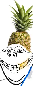 gapejak, wholesome soyjak, brush, deformed, food, foodjak, fruit, glasses, golden tooth, pineapple