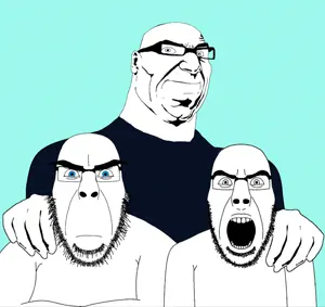 cobson, brickson, modern cobson, beard, family, glasses, trio