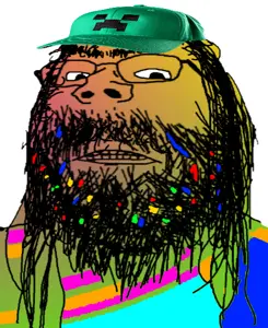 creeper, gapejak, mustached gapejak, colorjak, angry, baseball cap, beard, cap, clothes, glasses