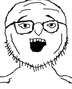kokeshijak, bald, glasses, open mouth, raised eyebrows, stubble, transparent background