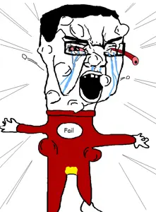 chudjak, arm, bloodshot eyes, clothes, crying, fail, full body, glasses, hair, hands