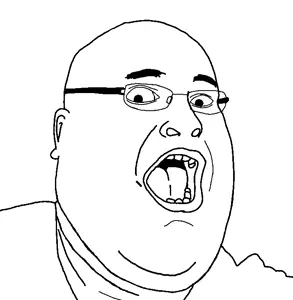 fatjak, 1soyjak, fat, glasses, monochrome, no beard, open mouth, soyjak, uncolored skin