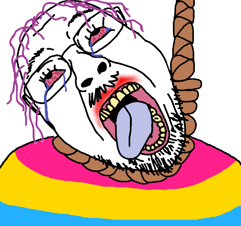 bernd, hanging troonjak, troonjak, 1soyjak, ack, black eyes, crying, fat, flag, front view