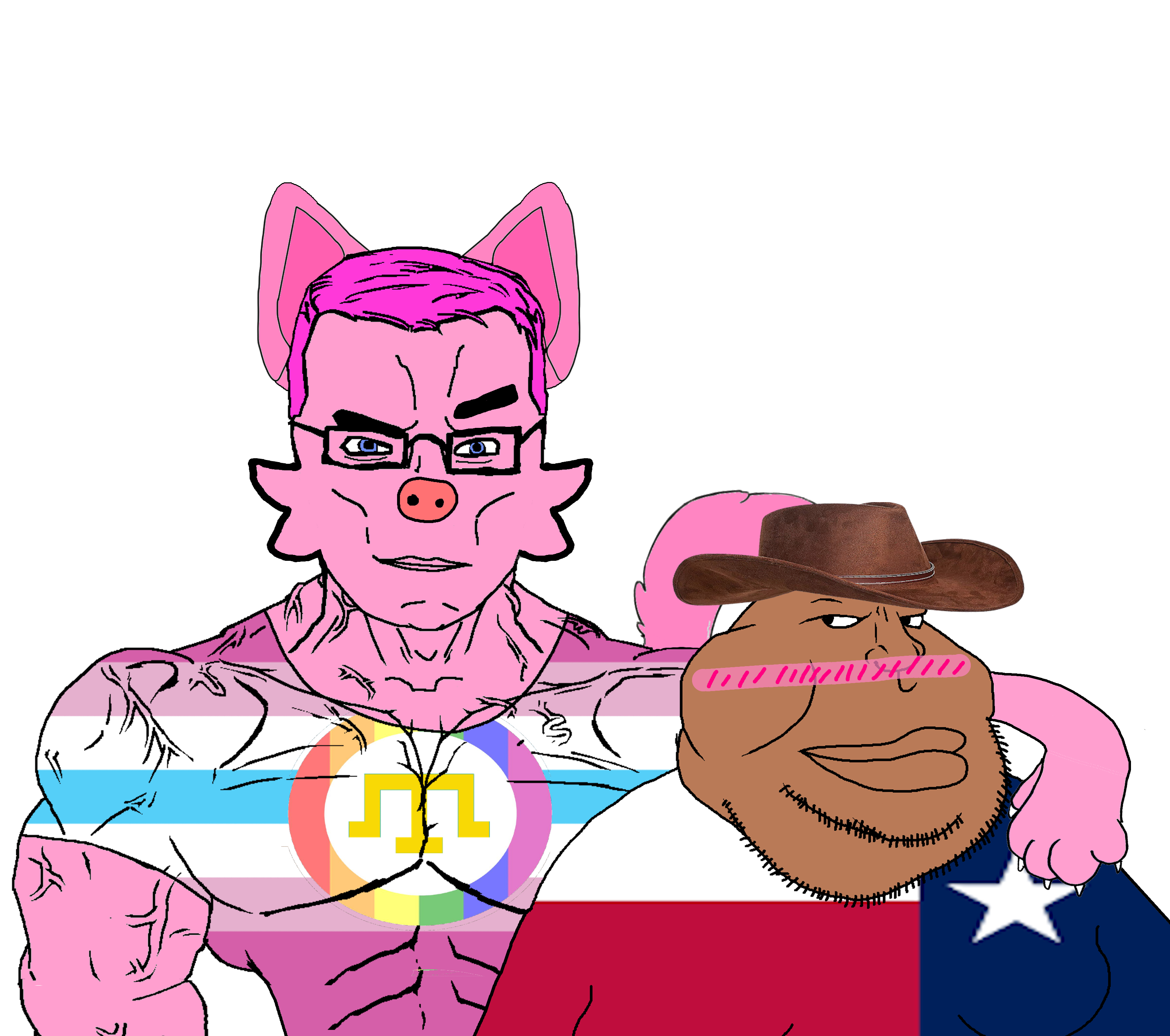 boykisser, chudjak, meximutt, chudjak front, muscular chud, astrofene and his bvll chudnater2, animal, arm, blue eyes, blush