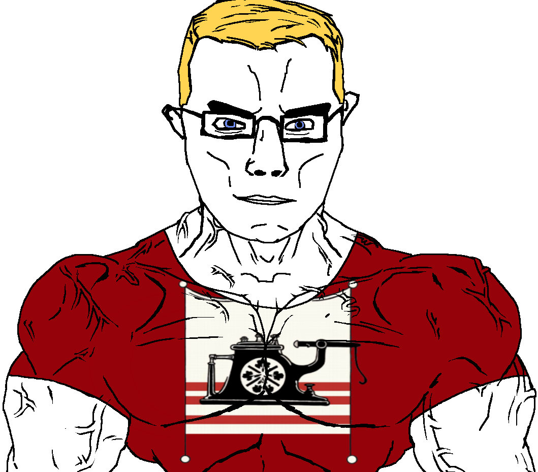 chudjak, chudjak front, muscular chud, arm, blonde hair, blue eyes, buff, closed mouth, clothes, flag