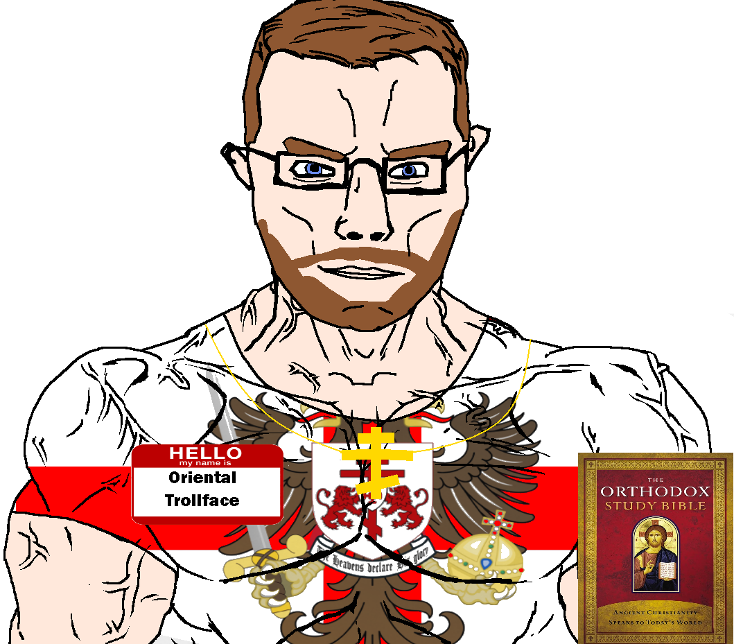chudjak, chudjak front, muscular chud, animal, beard, bible, bird, blue eyes, book, brown hair