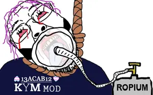 bernd, hanging troonjak, troonjak, acab, ack, anesthesia, blood, blood from eyes, bloodshot eyes, copium