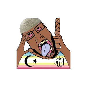 markiplier soyjak, ppp, ppplier, animated, beard, brown skin, clothes, glasses, hands, hands up