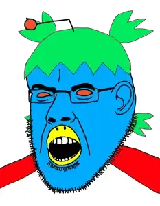 cobson, narge, 4chan, 4cuck, anime, antenna, beak, blue skin, ear, glasses