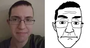 chudjak, chudjak front, closed mouth, glasses, looking at you, patrick crusius, photo, pursed lips, real life, redraw