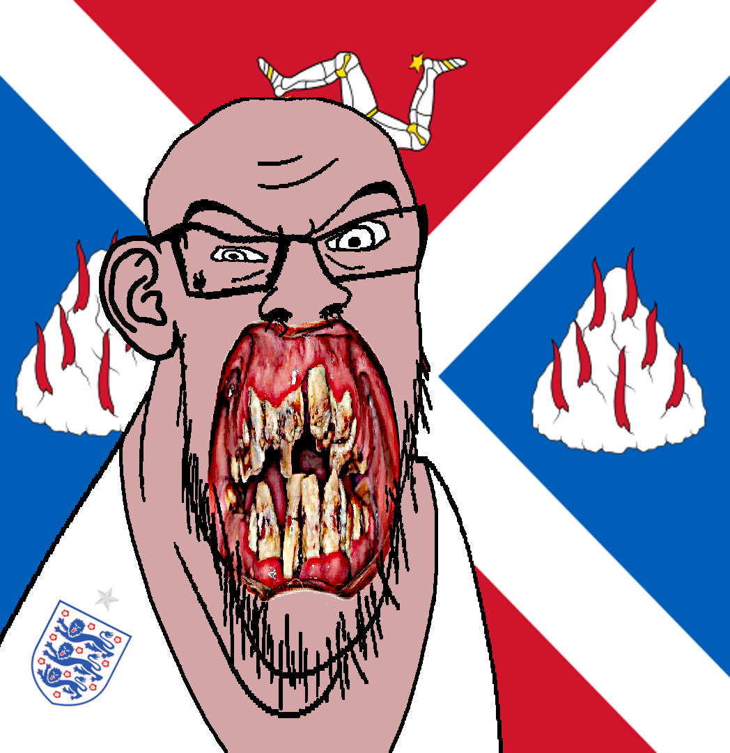 feraljak, angry, animal, british, distorted, ear, flag, flower, glasses, great bernera