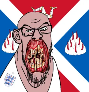 feraljak, angry, animal, british, distorted, ear, flag, flower, glasses, great bernera