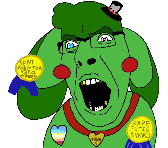 animal, bad teeth, blue eye, brown teeth, clothes, furry, green skin, hat, heterochromia, open mouth