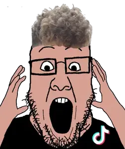 markiplier soyjak, ppp, ppplier, black shirt, glasses, hands, hands up, stubble, tiktok, zoomer