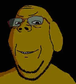 gapejak, wholesome soyjak, jannyjak, animal, animated, black background, compressed, dog, dog ear, ear