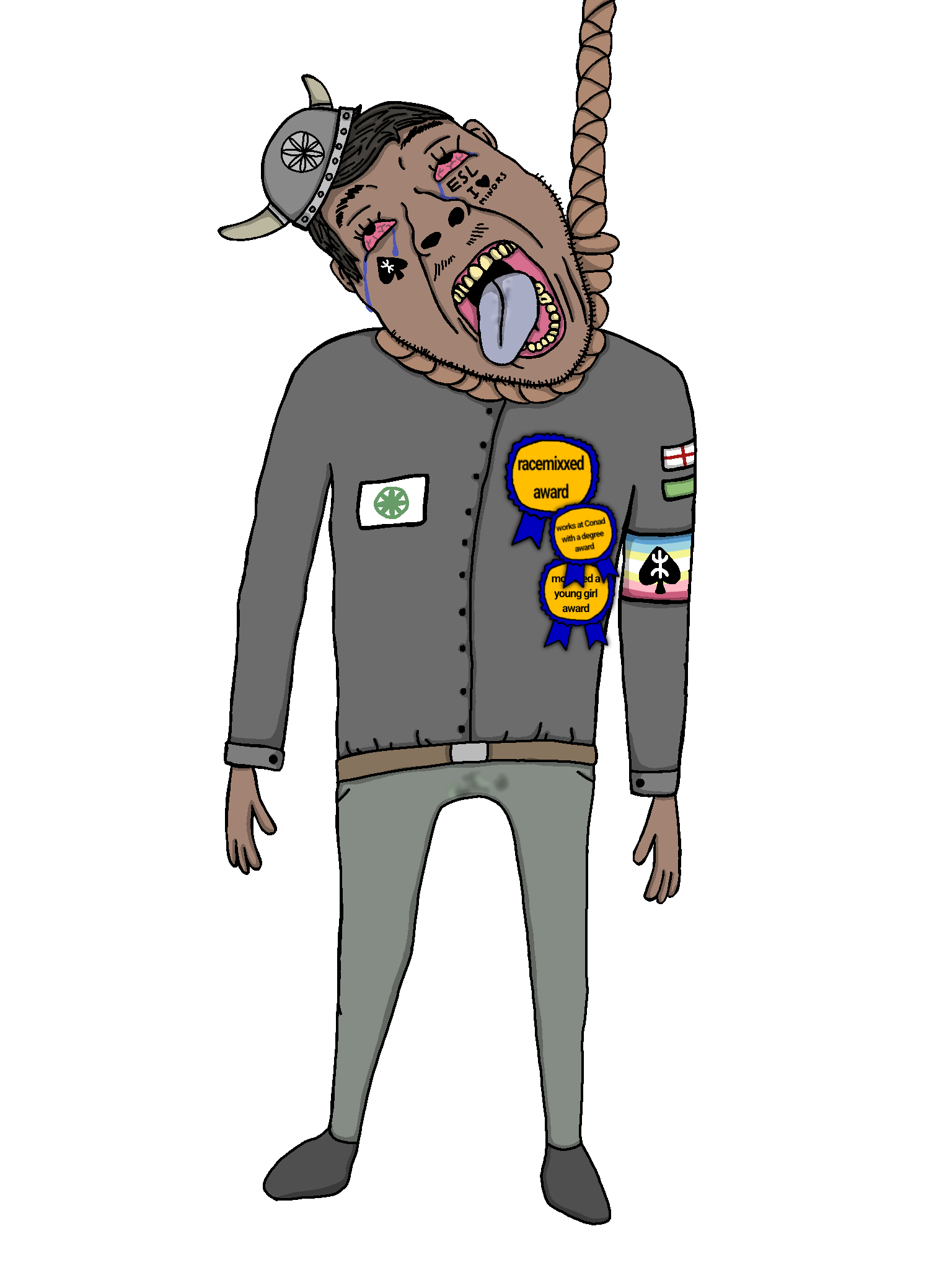 bernd, hanging troonjak, troonjak, ack, award, bloodshot eyes, brown skin, hanging, horned helmet, italy