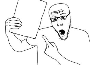 koolson, clothes, glasses, holding book, holding object, open mouth, pointing, pointing finger, stubble, teeth