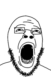 wailjak, glasses, meltdown, open mouth, stubble, teeth, uncolored skin