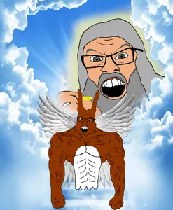 chudjak, feraljak, chudjak front, feralsquirrel, muscular chud, squirreljak, 2soyjaks, angel, animal, beard