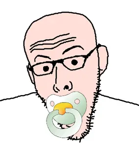 koolson, babyjak, baby, ear, glasses, looking at you, pacifier, small eyes, stubble, white skin