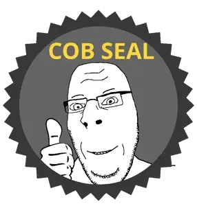 cobson, nucob, badge, glasses, hands, seal of approval, sharty seal, smile, soyjak, stubble