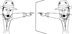 two pointing soyjaks, 2soyjaks, arm, clothes, glasses, h p lovecraft, hands, hat, inhuman, mustache