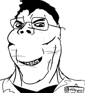 gapejak, clothes, doctor, dr. soyowad, evil, glasses, hair, horror, monochrome, scar