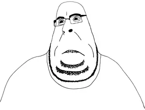 cobson, blobson, hornyson, biting lip, clothes, distorted, fat, frown, glasses, horny