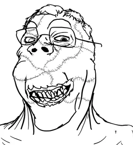 gapejak, doctor, dr. soyowad, evil, glasses, hair, horror, monochrome, scar, smile