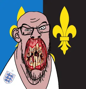 feraljak, angry, animal, british, distorted, ear, flag, fleur-de-lys, flower, glasses