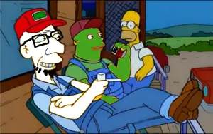 homer simpson, pepe, soyak, amphibian, animal, chuck, clothes, e-i-e-i-(annoyed, edit, farmer