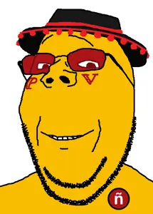 gapejak, wholesome soyjak, clothes, glasses, hat, nyoot, smile, soyjak, spanish, yellow skin