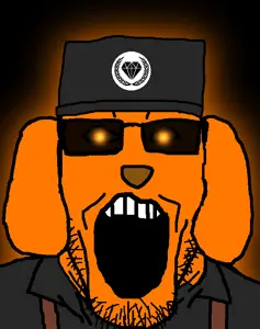 markiplier soyjak, jannyjak, clothes, ear, fdl, glowing, glowing eyes, janny, open mouth, uniform