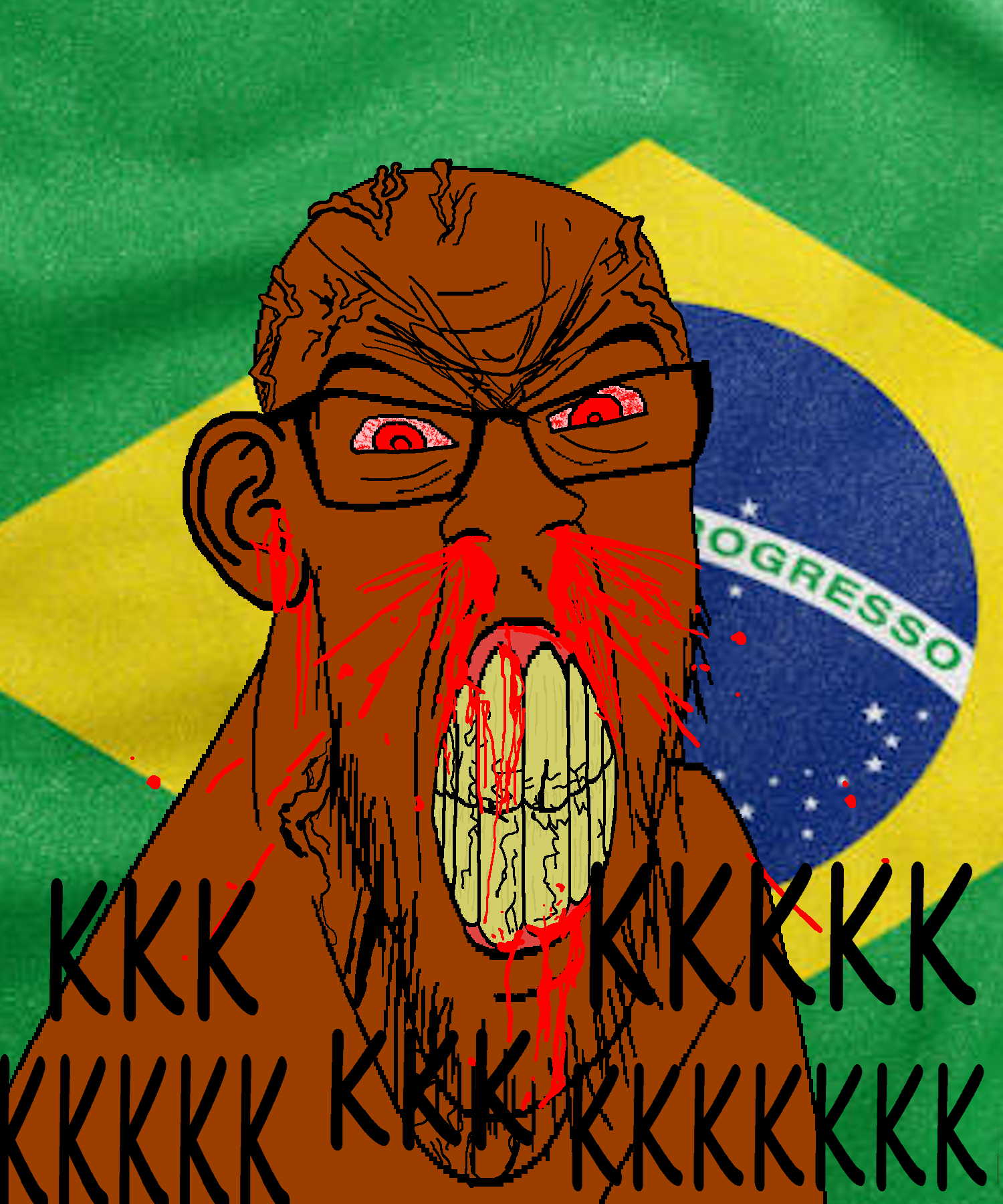 feraljak, feralrage, angry, blood, bloodshot eyes, brazil, brown skin, clenched teeth, cracked teeth, ear