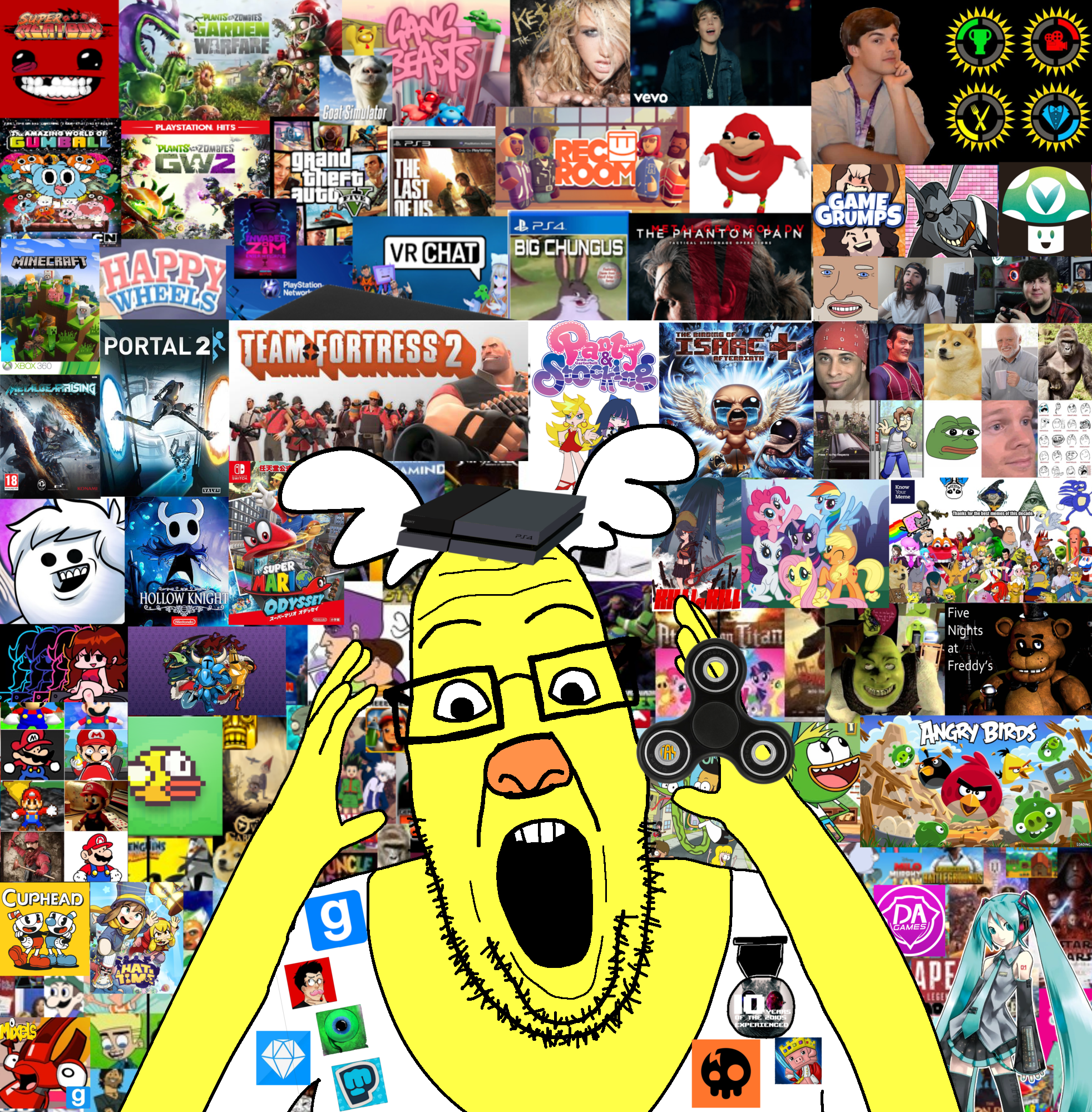 baldi, big chungus, bugs bunny, freddy fazbear, hatsune miku, pepe, scout (team fortress 2), ppp, soyak, 2010s